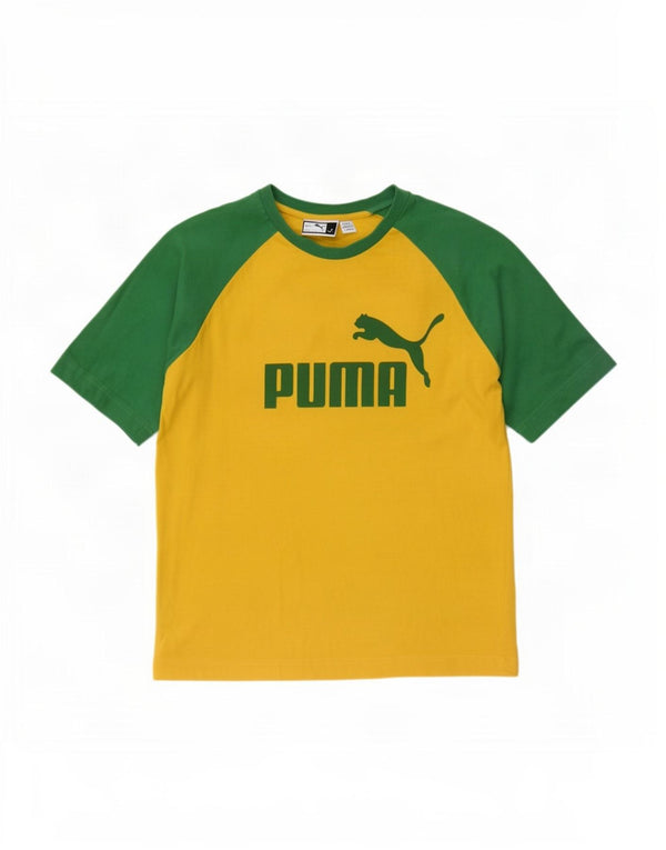 Puma Camiseta gráfica para hombre Top Small Yellow Colorblock