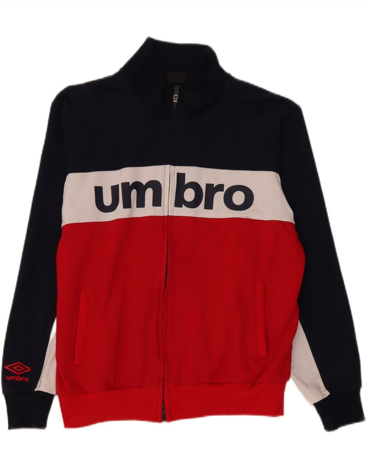 Umbro Chaqueta superior de chándal con estampado gráfico de algodón en bloques de color azul marino mediano