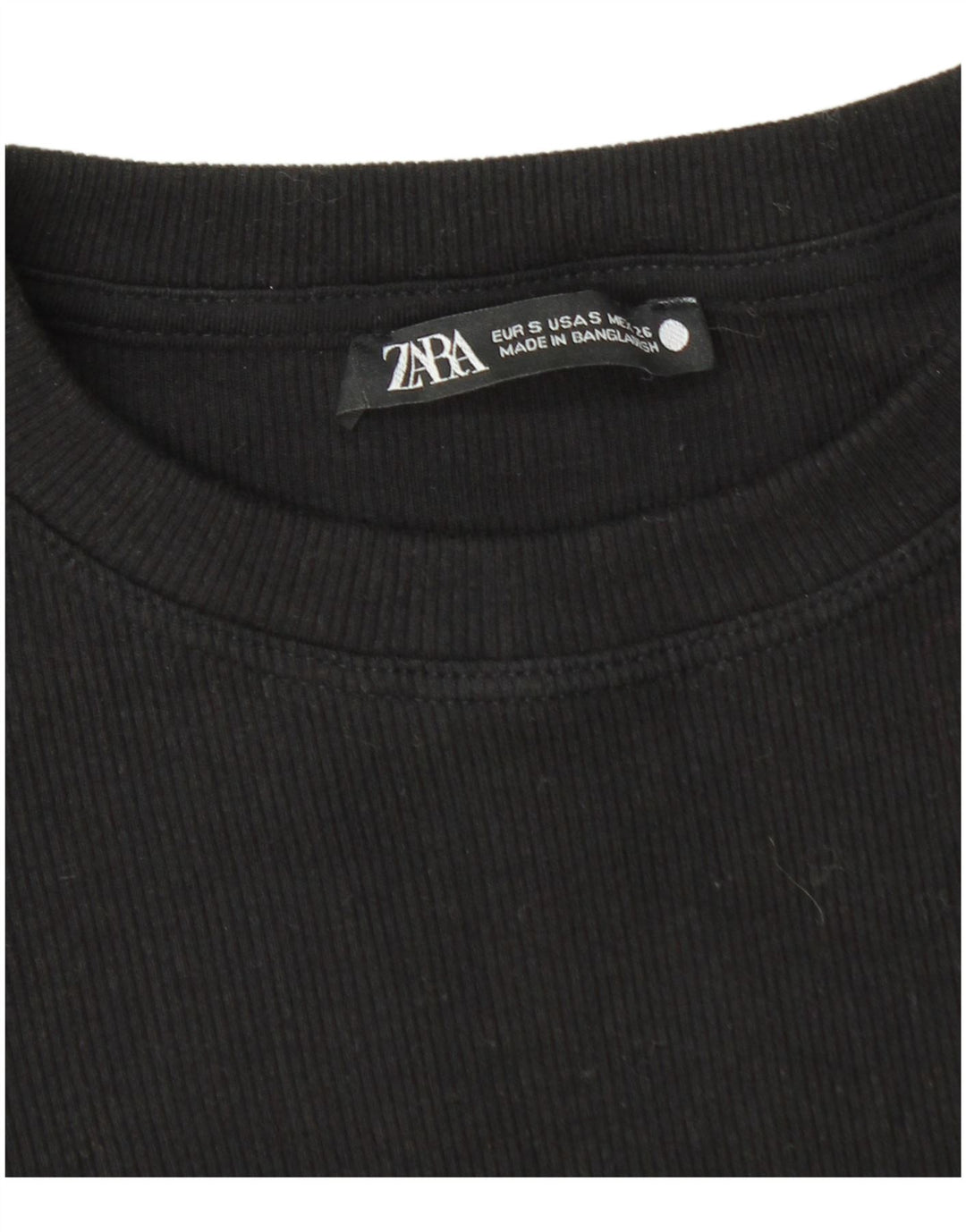 Zara Mujer Blusa Corta Top Reino Unido 8 Pequeño Algodón Negro