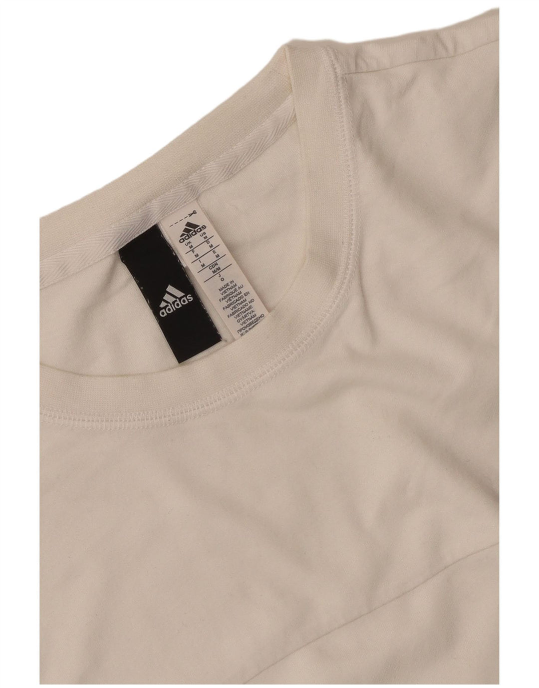 Adidas Hombre Camiseta Top Medium Blanco Colorblock Algodón