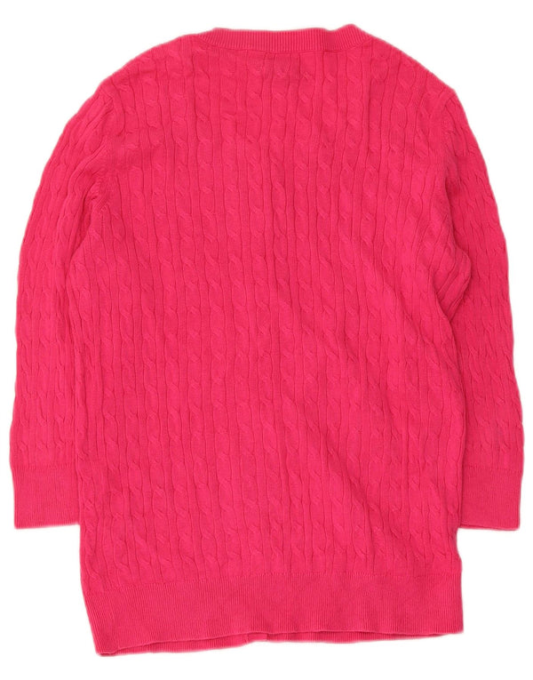 Tommy Hilfiger Suéter tipo cárdigan de manga 3/4 para mujer UK 42 Algodón rosa medio