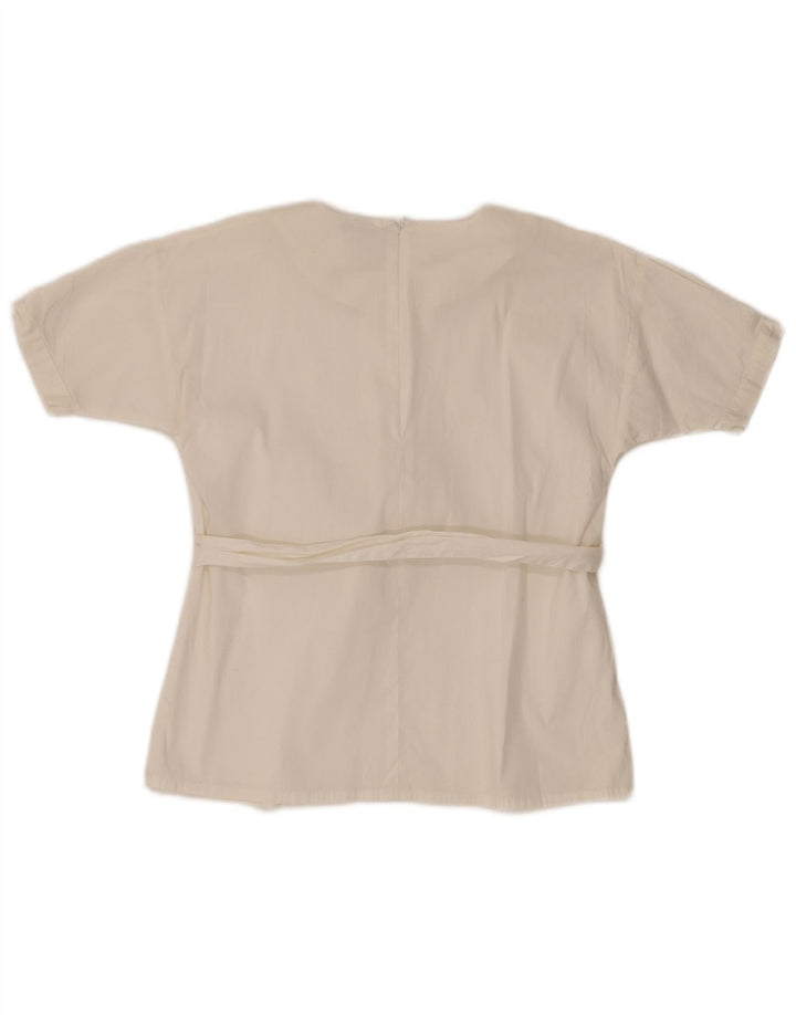 BENETTON Blusa para Niña 8-9 Años Grande Blanco Algodón