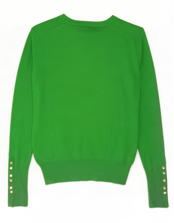 Zara - Jersey corto con cuello redondo para mujer, talla 40, viscosa verde medio