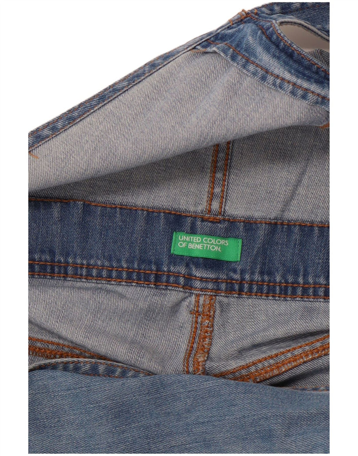 BENETTON Vaqueros de pierna ancha con peto desgastados para mujer W36 XL Azul