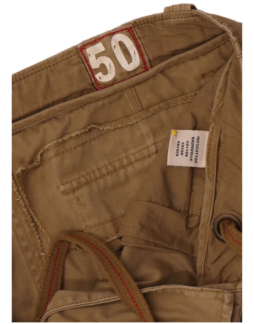 Vintage hombres cargo pantalones cortos IT 50 grande W34 algodón marrón