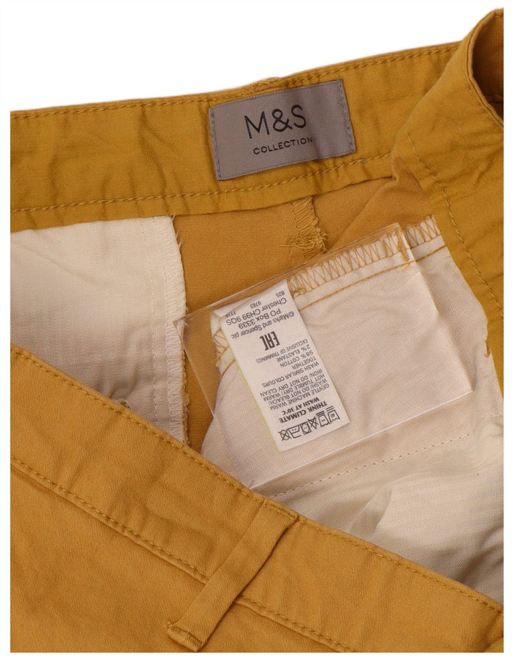 Marks & Spencer Pantalones cortos chinos para hombre W36 Algodón amarillo grande