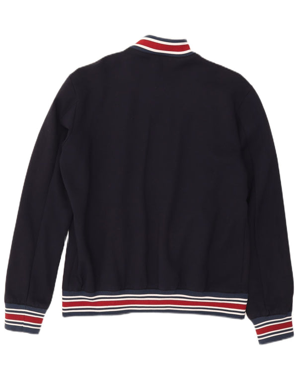 Zara Mens Bomber Jacket UK 40 Large Azul Marino Rayas Viscosa