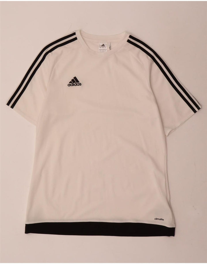 Adidas Hombre Climalite Camiseta Top Grande Blanco Colorblock Poliéster
