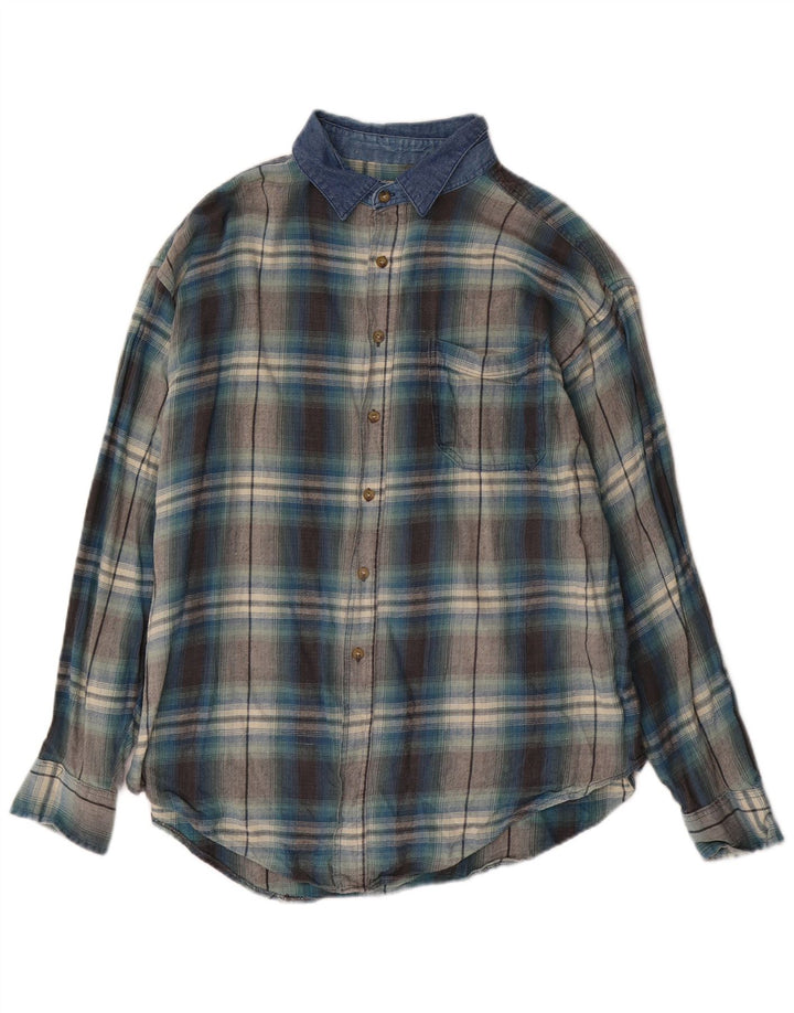 Route 66 Camisa de franela para hombre XL Algodón a cuadros azules