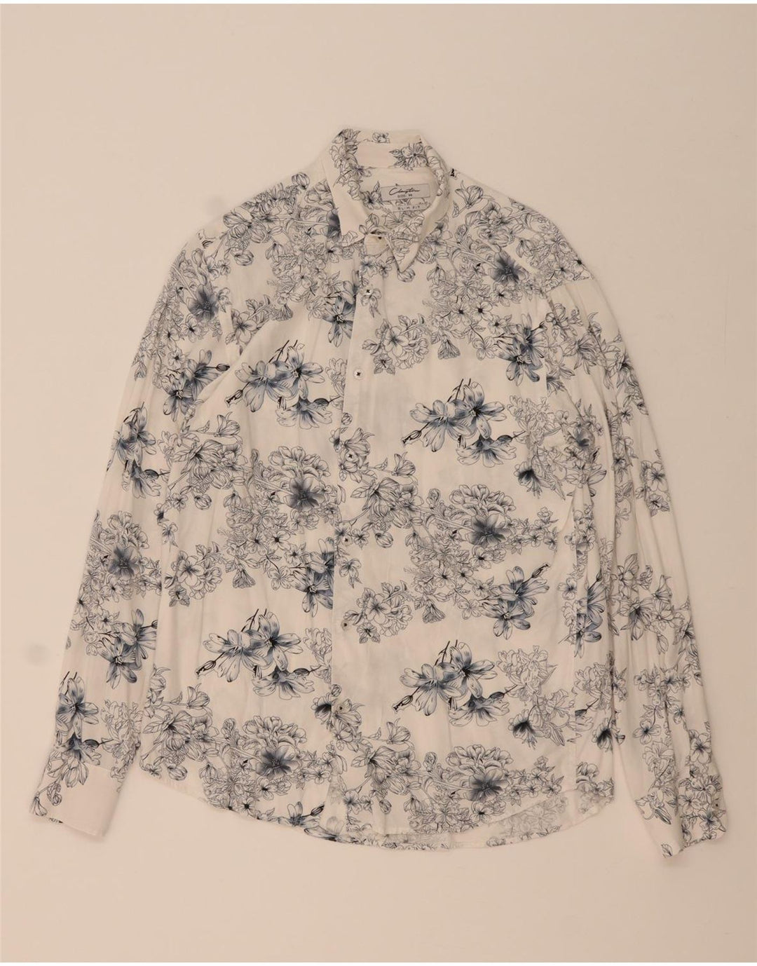Camisa Clayton Hombre Slim Fit De Viscosa Floral Azul Medio