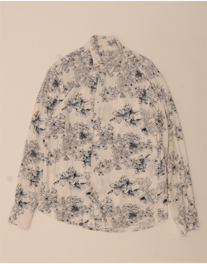 Camisa Clayton Hombre Slim Fit De Viscosa Floral Azul Medio