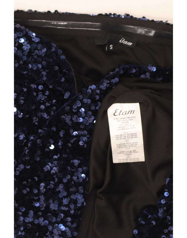 Etam Top corto sin tirantes para mujer UK 10 Small Poliéster azul marino