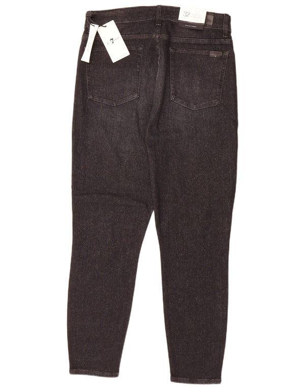 7 For All Mankind Vaqueros ajustados de cintura alta para mujer W32 L26 Algodón negro