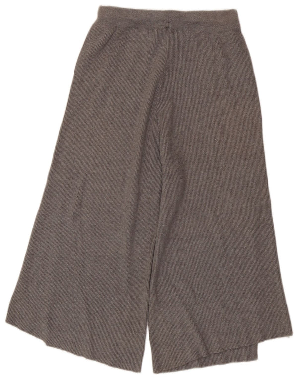Zara Pantalones Capri de Pierna Ancha de Punto para Mujer UK 8 Small W25 L19 Gris