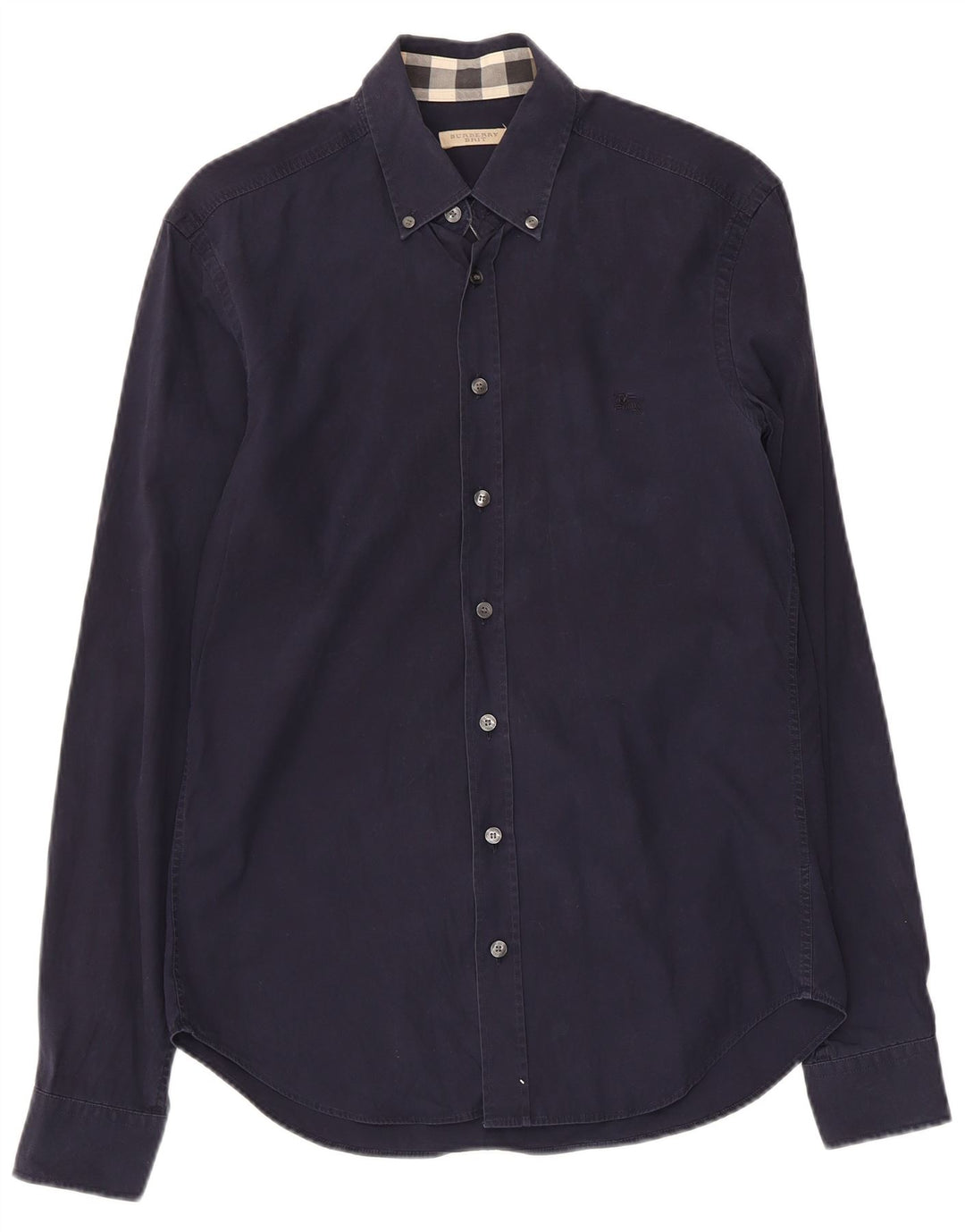 BURBERRY Camisa BRIT para hombre pequeña de algodón azul marino