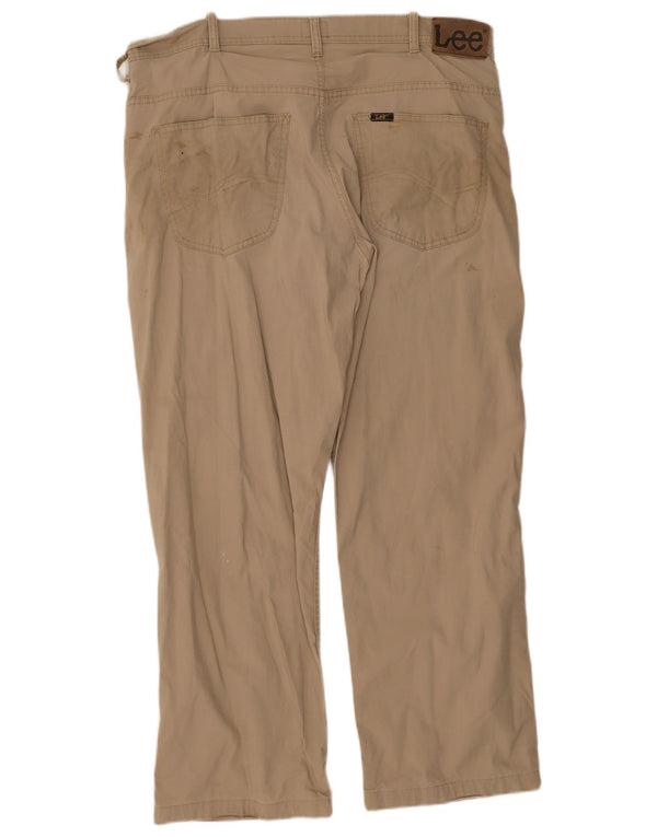 Lee Mens Brooklyn Straight Casual Trousers W36 L28 Beige Cotton