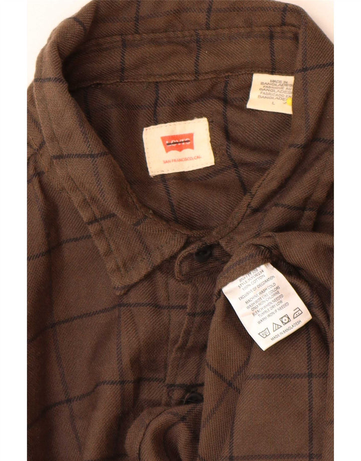Levi's Camisa De Franela De Algodón A Cuadros Marrón Grande Para Hombre
