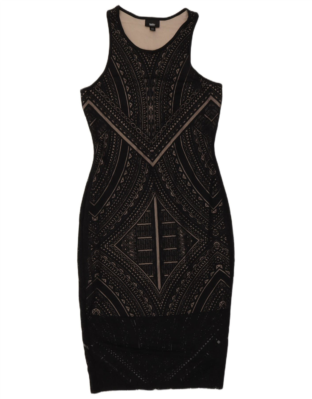 MOSSIMO Vestido ajustado sin mangas para mujer UK 6 XS Rayón geométrico negro