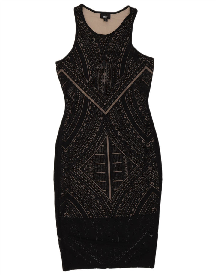 MOSSIMO Vestido ajustado sin mangas para mujer UK 6 XS Rayón geométrico negro