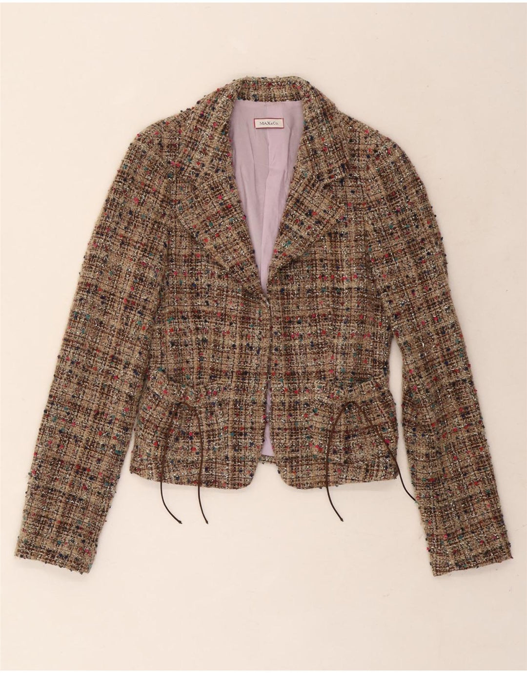 Max & Co. Chaqueta tipo blazer para mujer UK 10 Small Beige Lana moteada