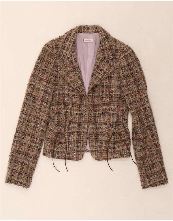 Max & Co. Chaqueta tipo blazer para mujer UK 10 Small Beige Lana moteada
