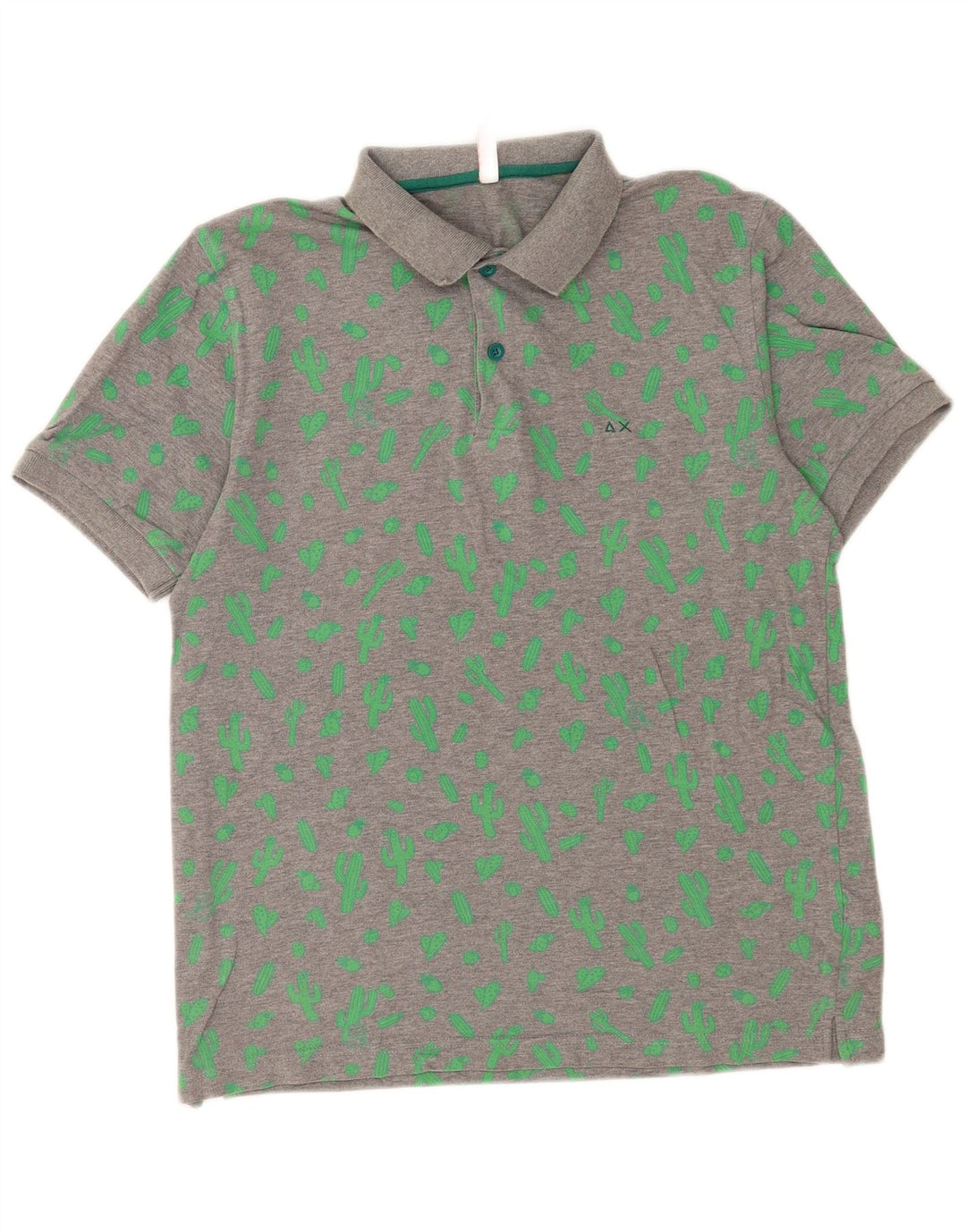 Sun68 Polo con estampado abstracto para hombre de algodón gris medio