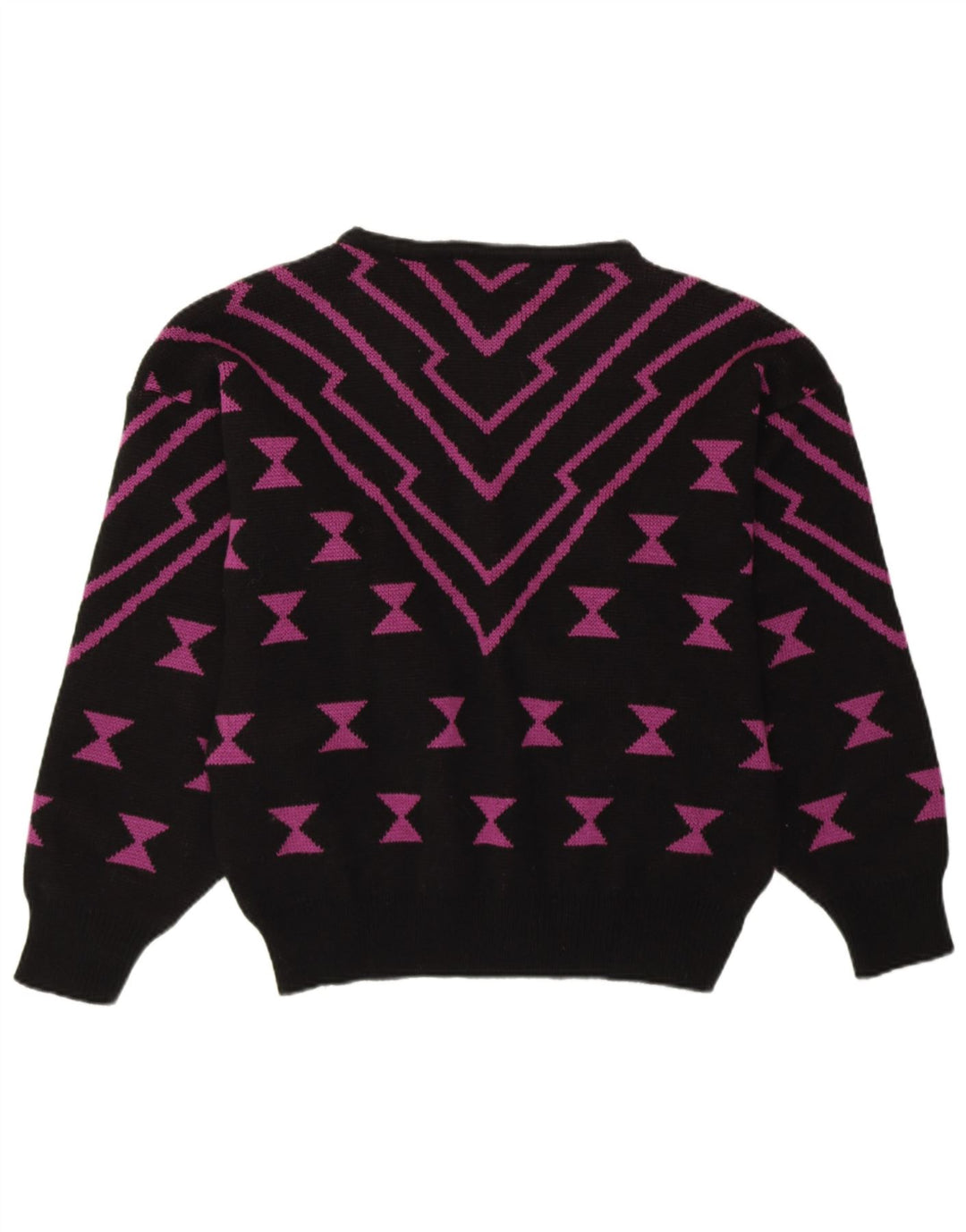 ANN CHRISTINE Suéter tipo jersey con cuello barco para mujer UK 40 Mediano Negro Geométrico