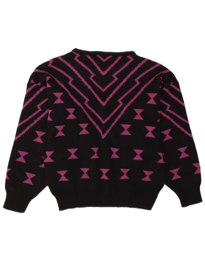 ANN CHRISTINE Suéter tipo jersey con cuello barco para mujer UK 40 Mediano Negro Geométrico