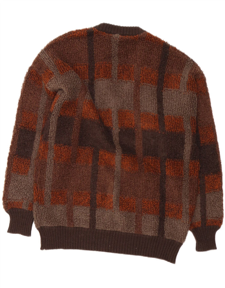 Bramante Jersey Con Cuello De Pico Para Hombre Marrón Medio Cuadros Retro