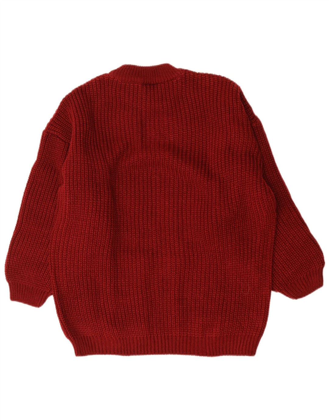 Vintage mujer oversize cuello redondo jersey suéter UE 38/40 granate medio
