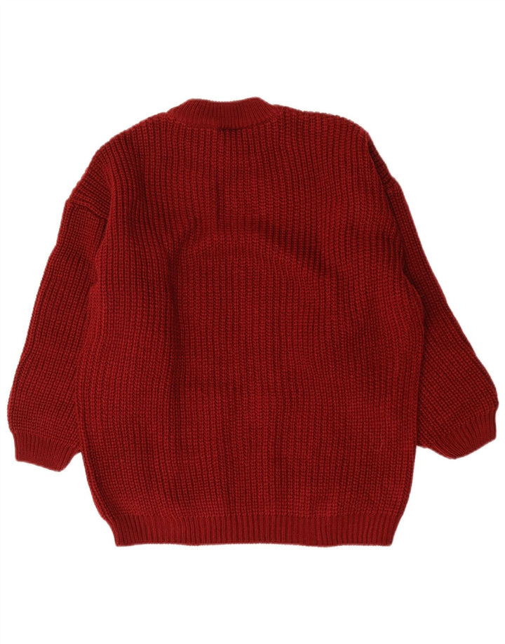Vintage mujer oversize cuello redondo jersey suéter UE 38/40 granate medio