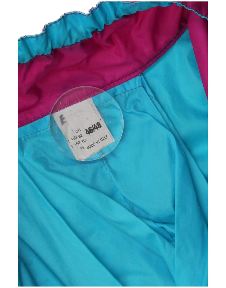Vintage hombres gráfico chaqueta de esquí Reino Unido 46/48 2XL azul colorblock poliamida
