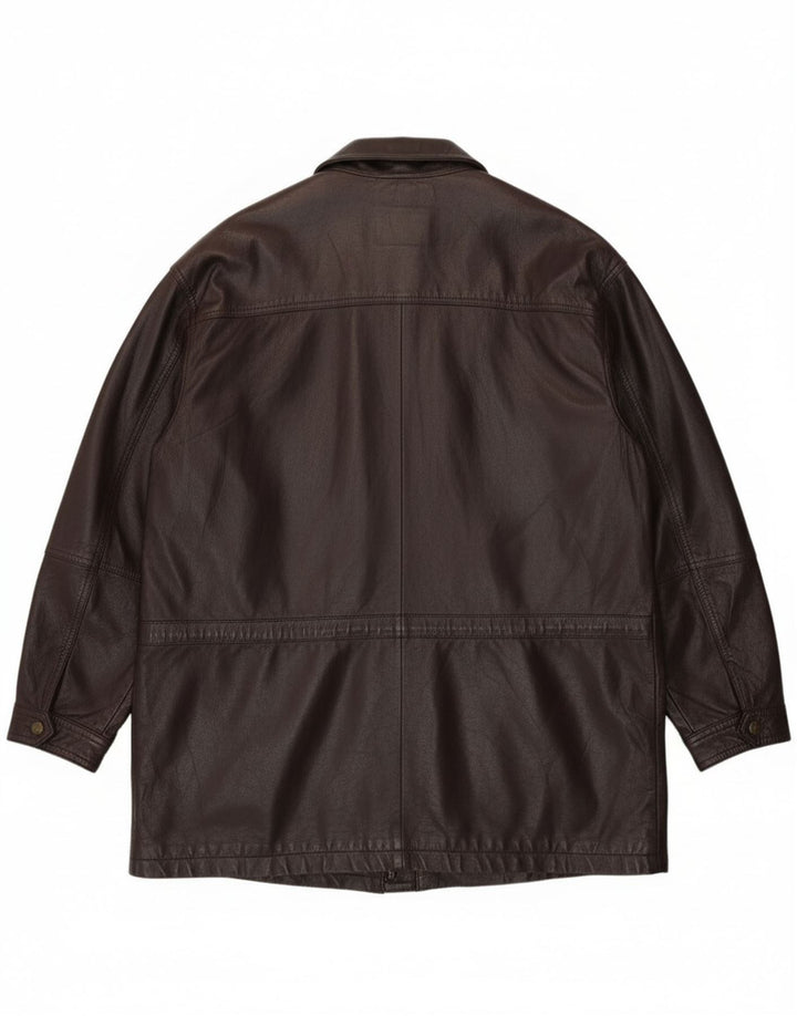 Chaqueta de cuero vintage para hombre IT 58 4XL cuero burdeos