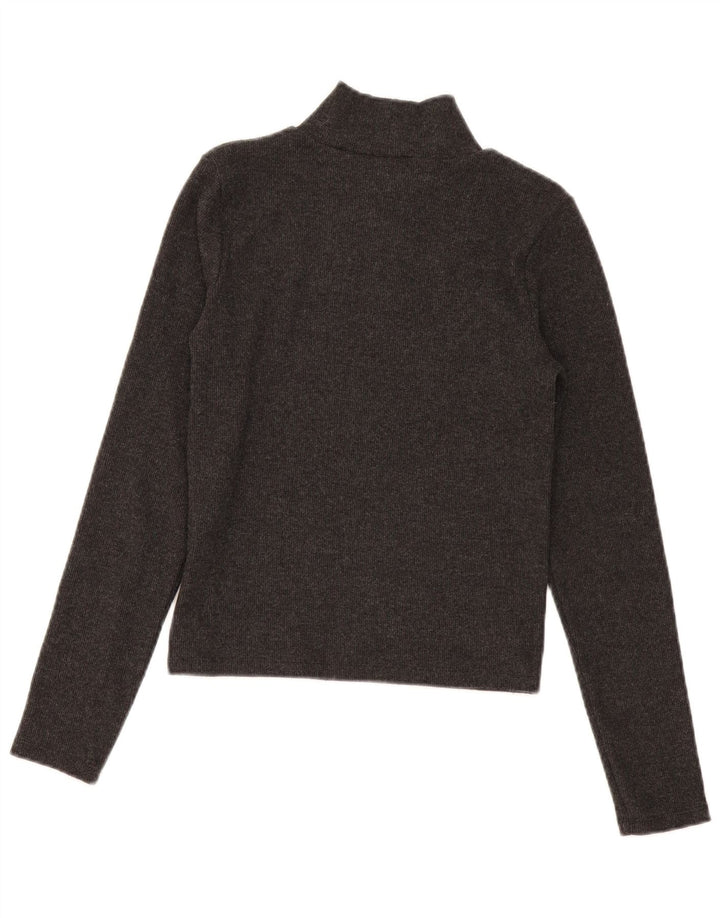 Zara Mujer Crop Top Manga Larga UK 42 Medio Negro Poliéster