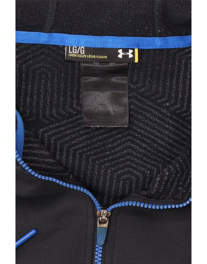 UNDER ARMOUR Suéter con capucha y cremallera gráfica para hombre, talla grande, negro
