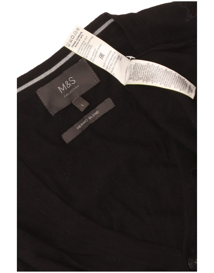 Marks & Spencer Suéter tipo cárdigan para hombre, tamaño grande, acrílico negro