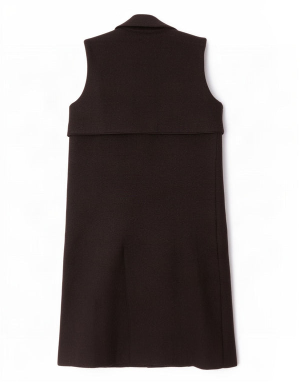 Zara Mujer Trafaluc Abrigo Abierto Sin Mangas UK 44 Mediano Lana Negra