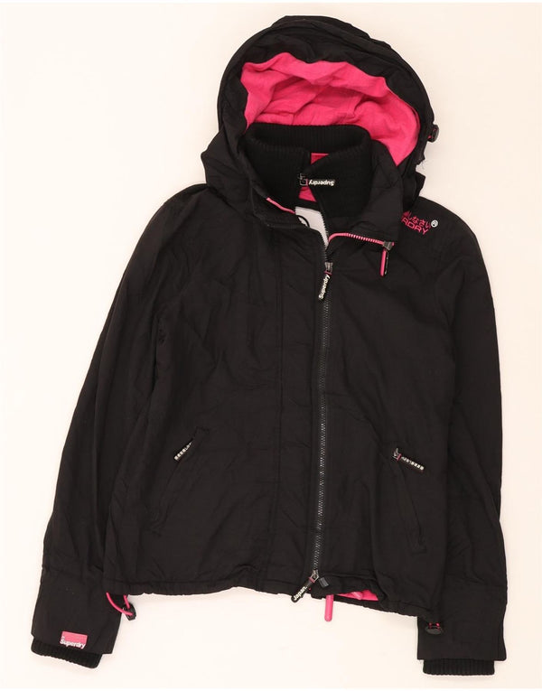 SUPERDRY Chaqueta cortavientos con capucha para mujer, talla 44, talla M, color negro