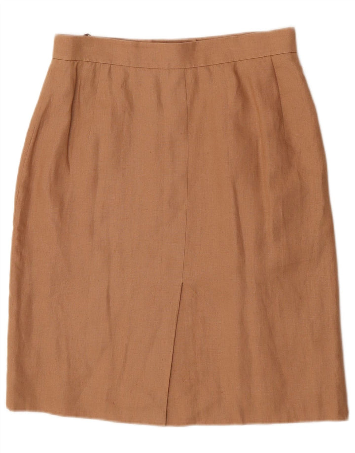 HERMES Falda recta para mujer IT 44 Mediana W30 Lino beige