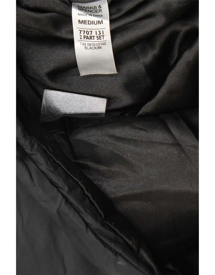 Marks & Spencer Chaqueta acolchada con capucha para mujer UK 44 Mediana Poliamida negra