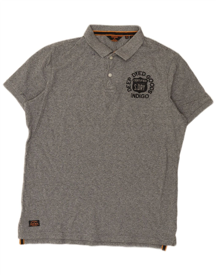 Superdry Polo gráfico para hombre de algodón moteado gris grande