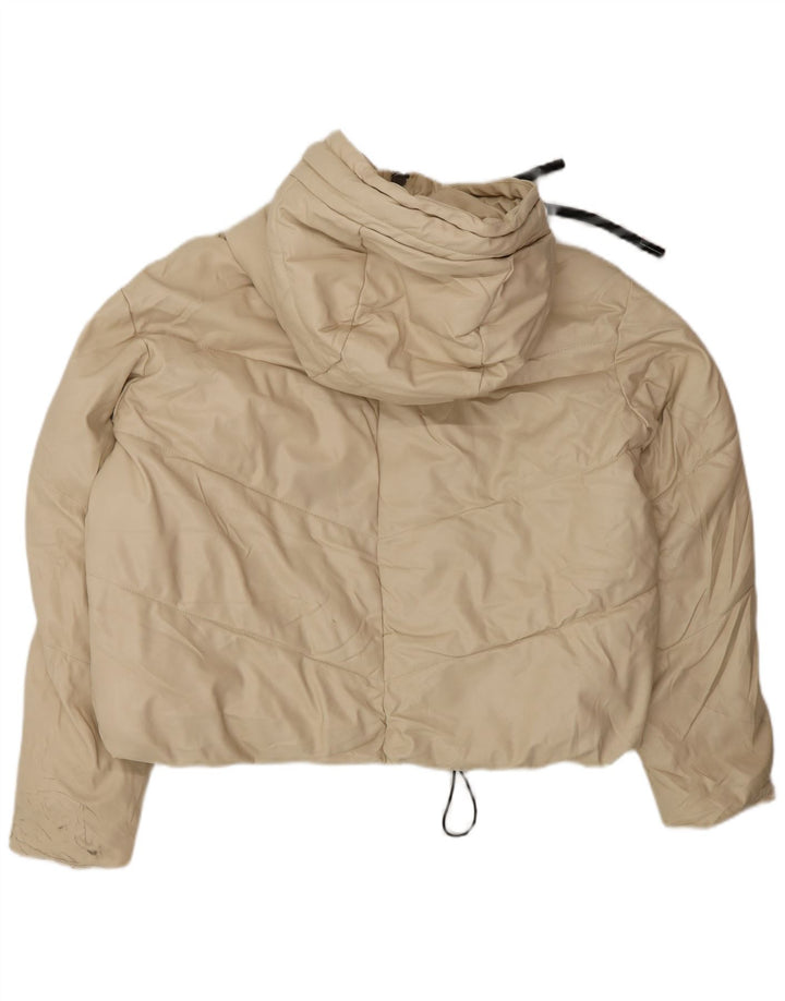 Zara Mujer Chaqueta Acolchada Extragrande Con Capucha UK 6 XS Beige