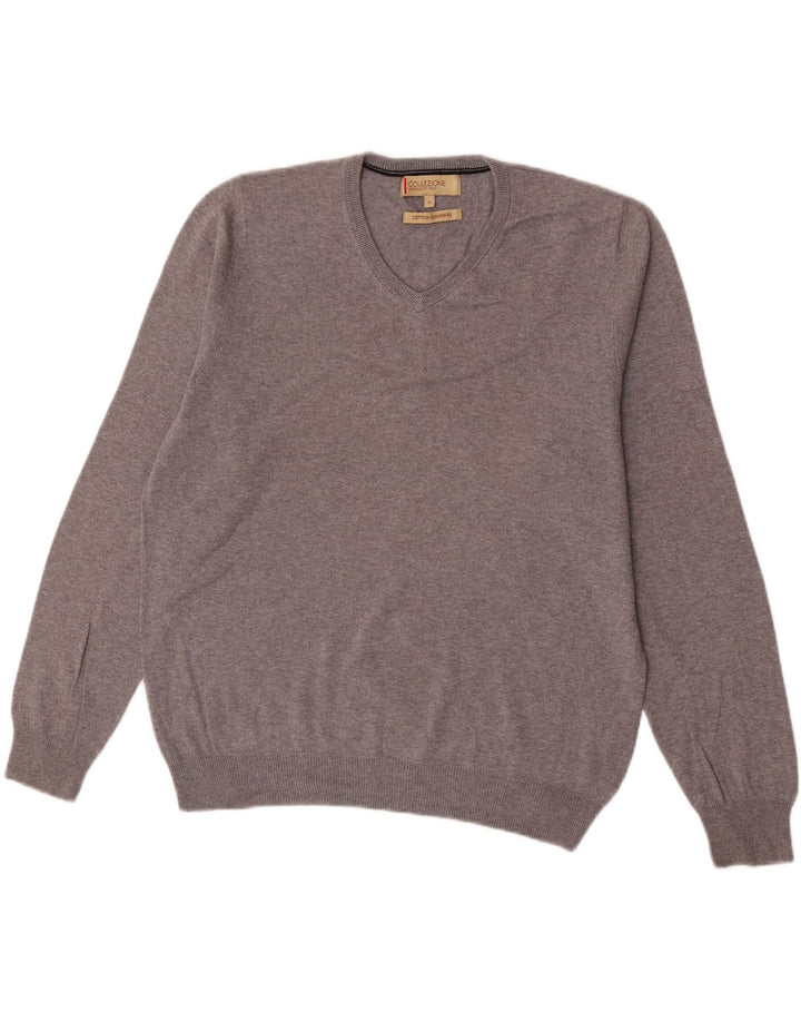 Marks & Spencer Jersey con cuello en V para hombre de algodón gris medio