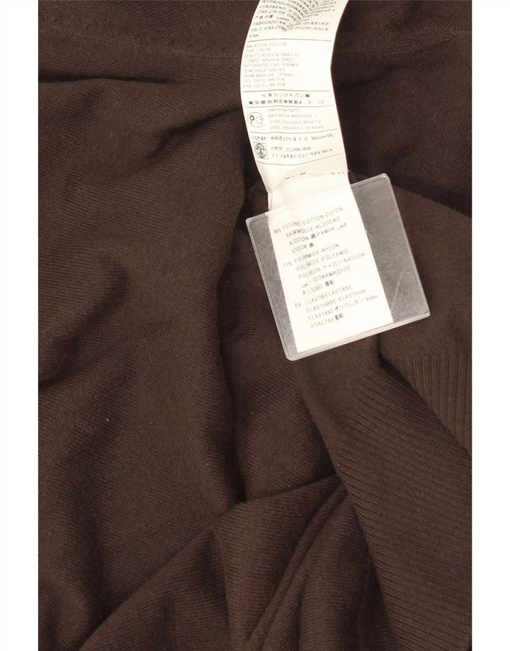 Benetton Jersey Con Cuello En V Para Hombre Large Marrón Algodón