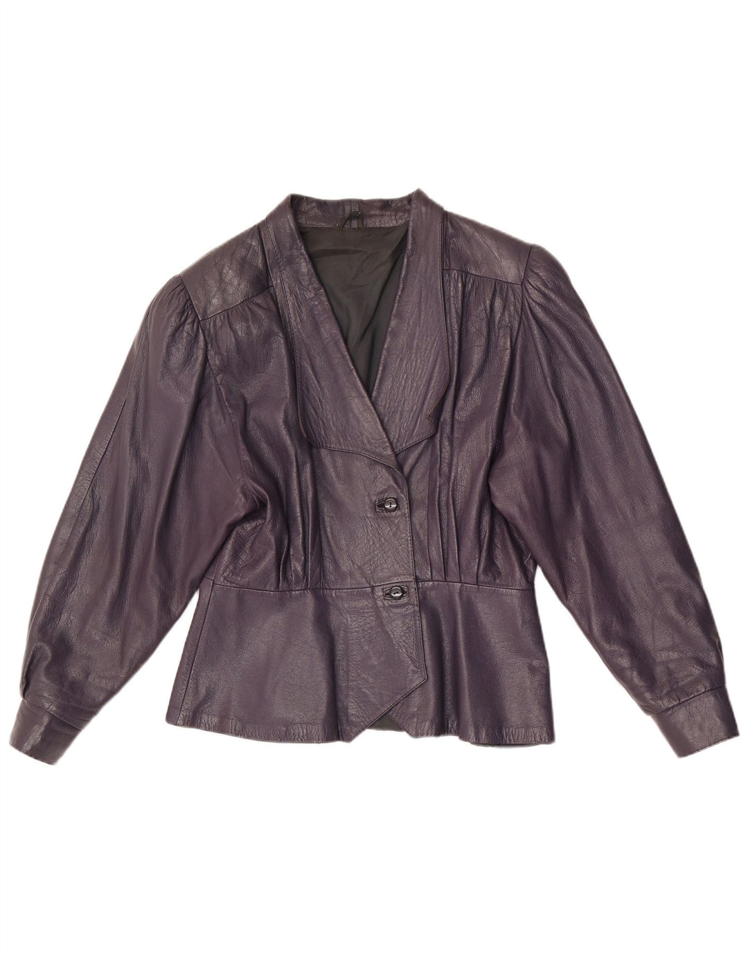 Vintage mujer 2 botones cuero Blazer chaqueta Reino Unido 8 pequeño púrpura