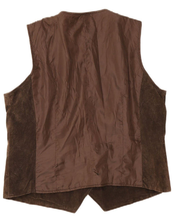 Vintage mujer ante chaleco Reino Unido 18 XL cuero marrón