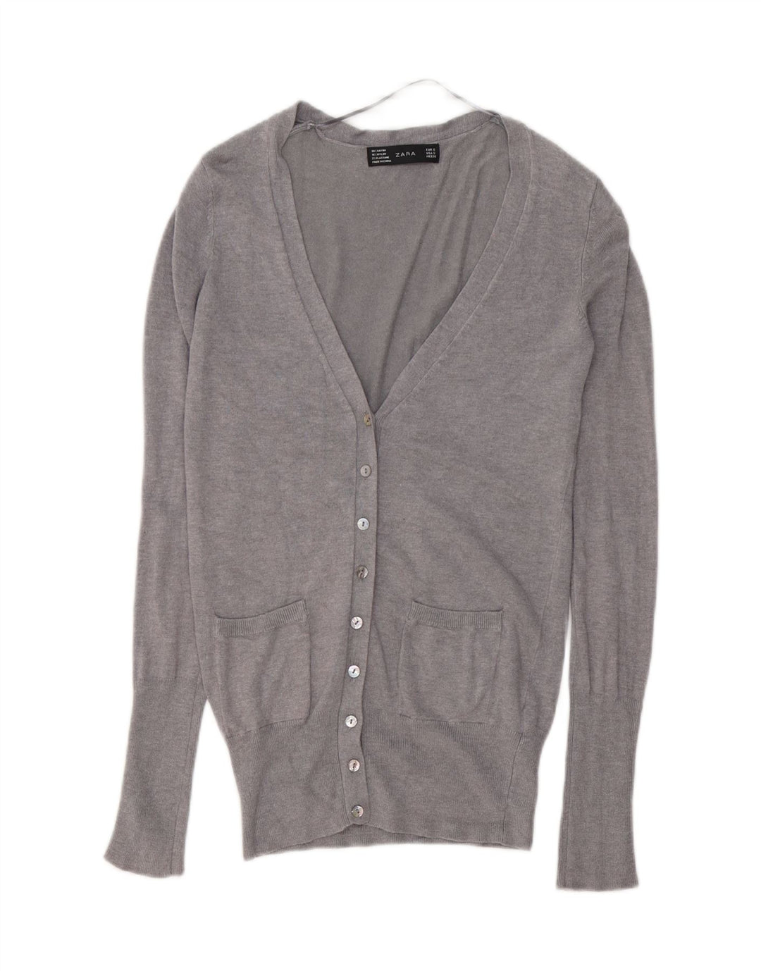 ZARA Suéter Cárdigan Mujer UK 10 Small Rayón Gris