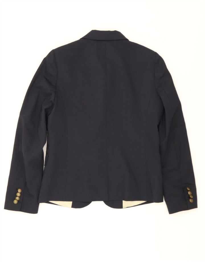 J. CREW Womens 2 Button Blazer Jacket US 8 Medium Navy Blue Pinstripe Wool Vintage J. Crew and Second-Hand J. Crew from Messina Hembry 