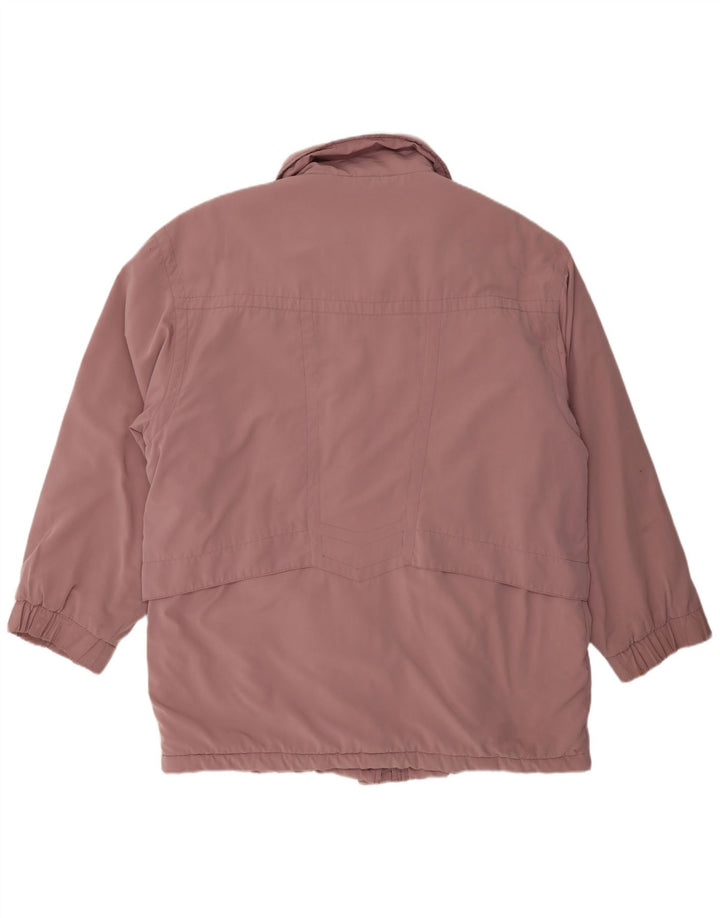 Vintage mujer oversize cortavientos abrigo EU 42 poliéster rosa grande