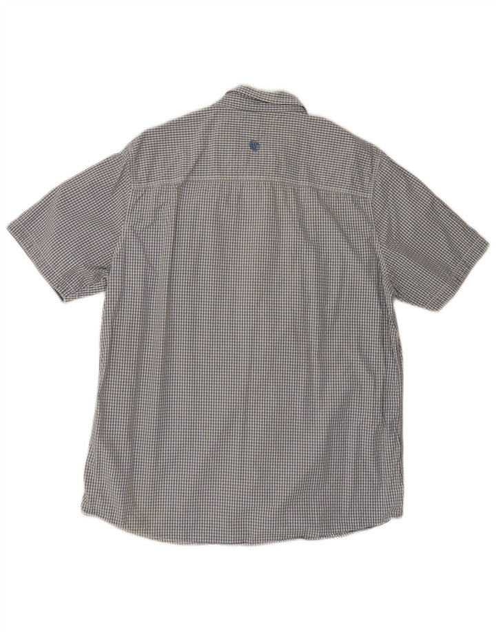 Camisa de manga corta para hombre Fat Face de algodón a cuadros azul grande
